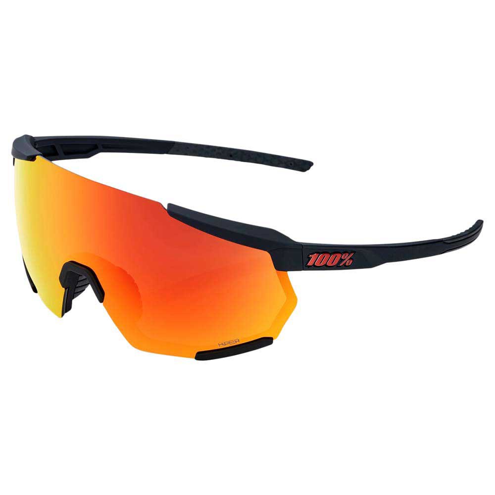 GAFAS 100% RACETRAP SOFT TACT NEGRA LENTE HIPER ROJO ESPEJO