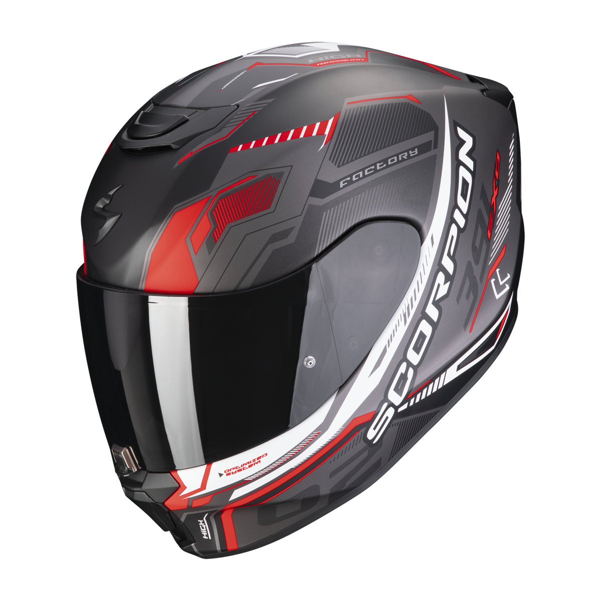 Casco Scorpion EXO-391 Haunt Negro Mate/Silver/Rojo