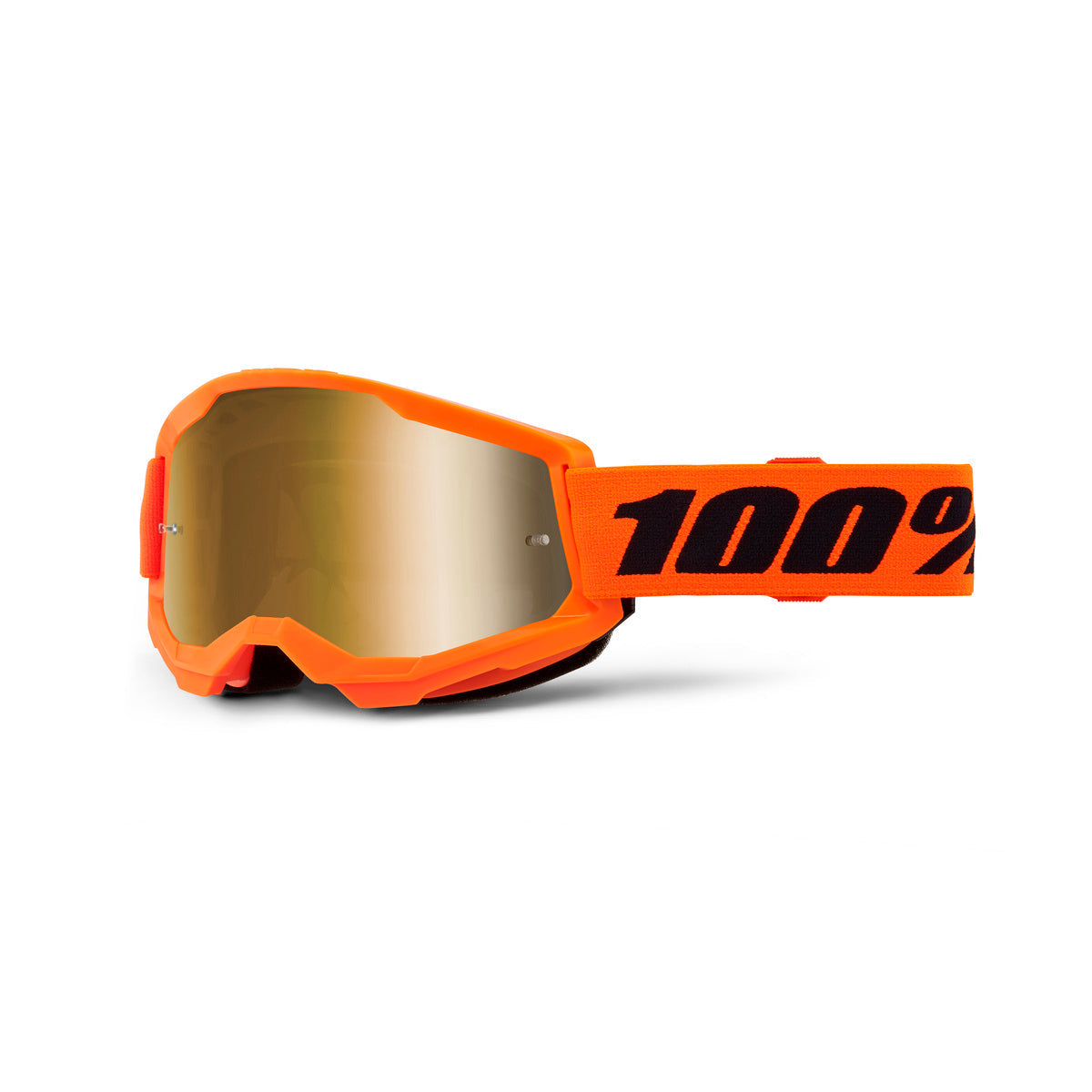 Goggle 100%  Strata 2 Naranja Neon Lente Dorado Espejo Niño