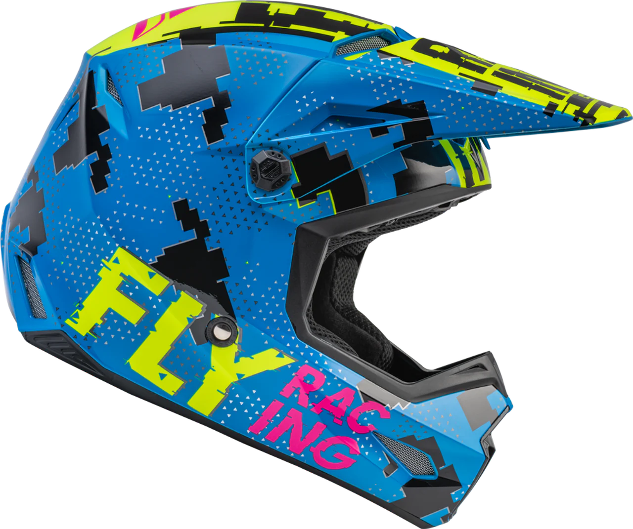 Casco Fly Kinetic Scan Azul Hi vis Rosa Niño