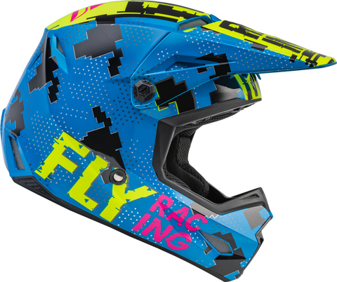 Casco Fly Kinetic Scan Azul Hi vis Rosa Niño