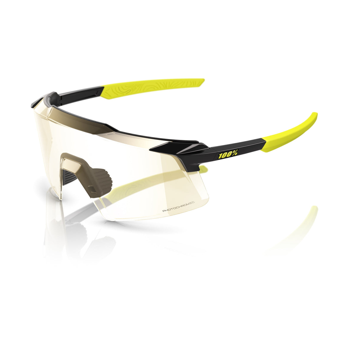 Gafas 100% Aerocraft Gloss Metallic Negra Lente Dorado Photochromic Espejo