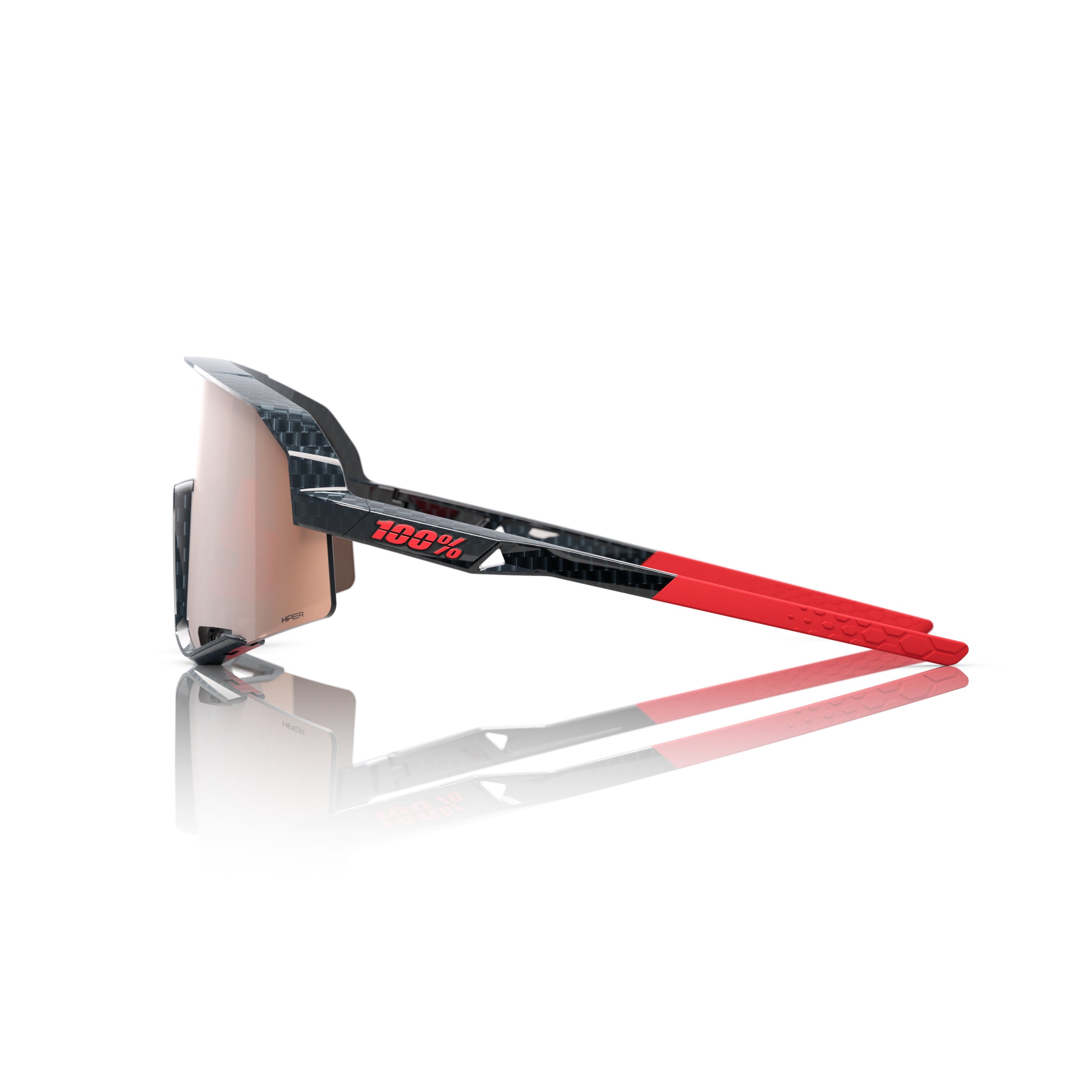 Gafas 100% Slendale  Carbon Fiber Brillante Lente Hiper Crimson Silver Espejo