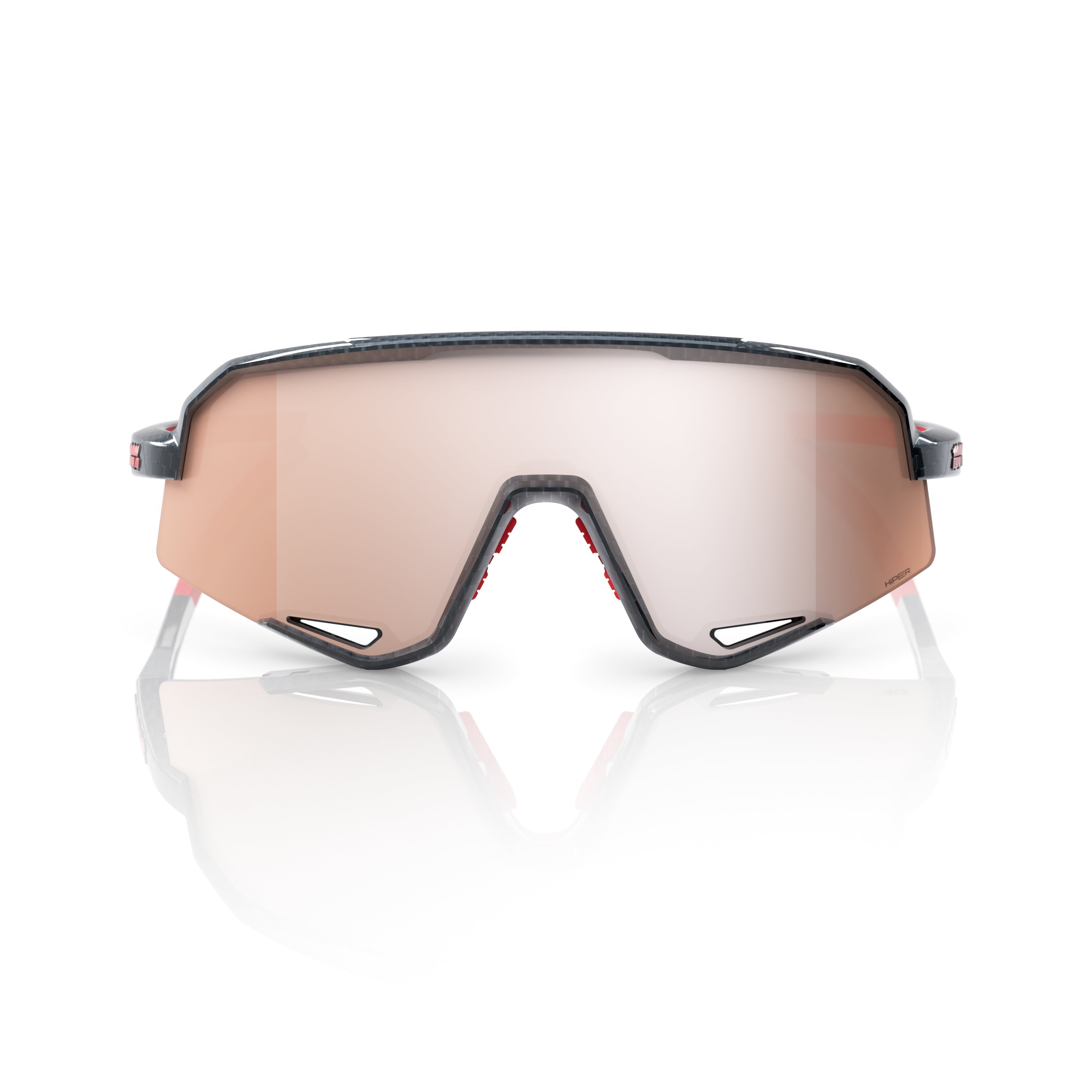 Gafas 100% Slendale  Carbon Fiber Brillante Lente Hiper Crimson Silver Espejo
