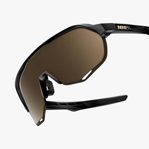 Gafas 100% S2 Mate Negra Lente Dorado Espejo