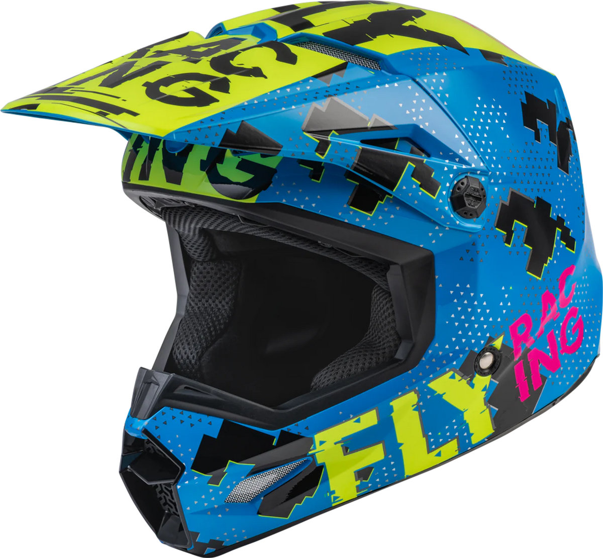 Casco Fly Kinetic Scan Azul Hi vis Rosa Niño