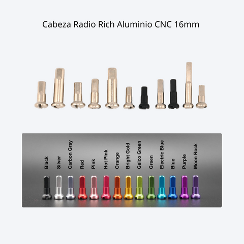 Cabeza Radio Rich Aluminio CNC 16mm  (Paquete x 38)