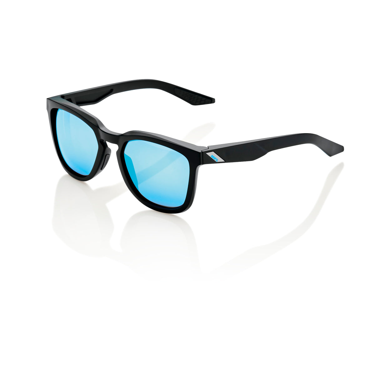 Gafas 100% Hudson Negro Mate Lente Hiper Azul Espejo