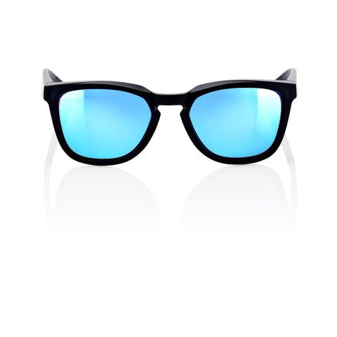 Gafas 100% Hudson Negro Mate Lente Hiper Azul Espejo