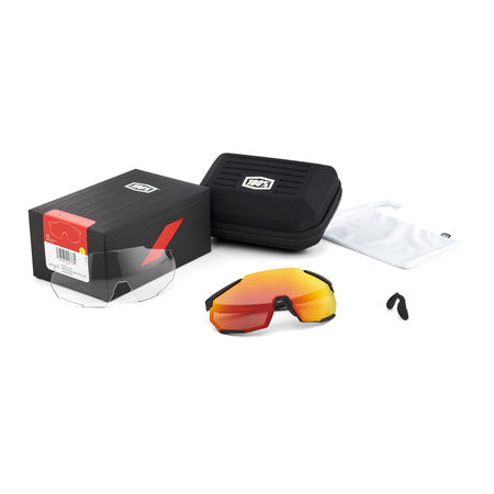 Gafas 100% Racetrap 3.0 Negro Lente Hiper Rojo  Espejo