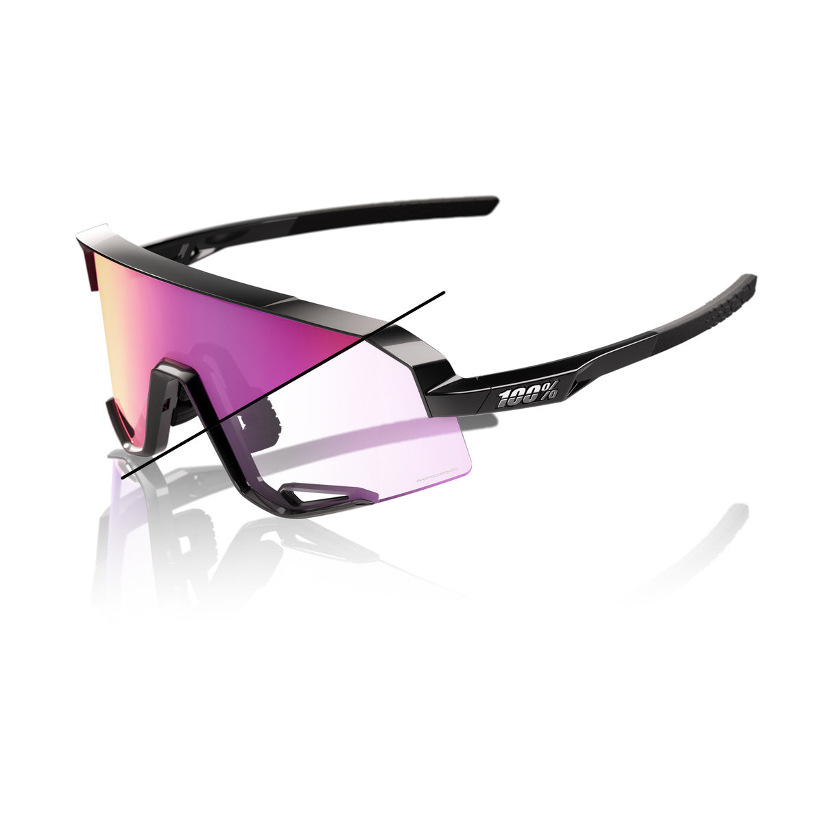 Gafas 100% Slendale Negro Lente Fotocromatico Purpura Espejo