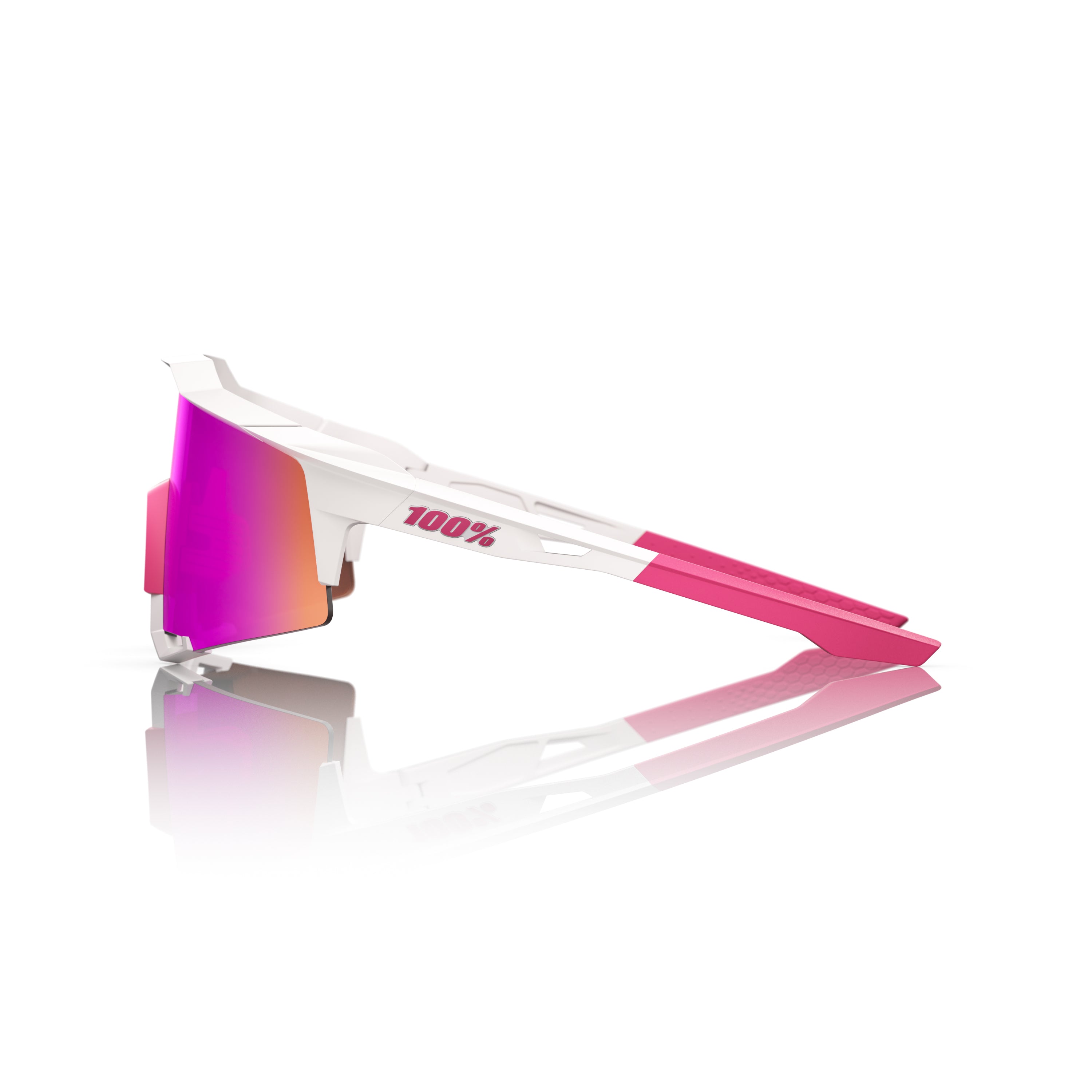 Gafas 100% Speedcraft Blanco/Rosa Mate Lente Hiper Vital Pink Espejo