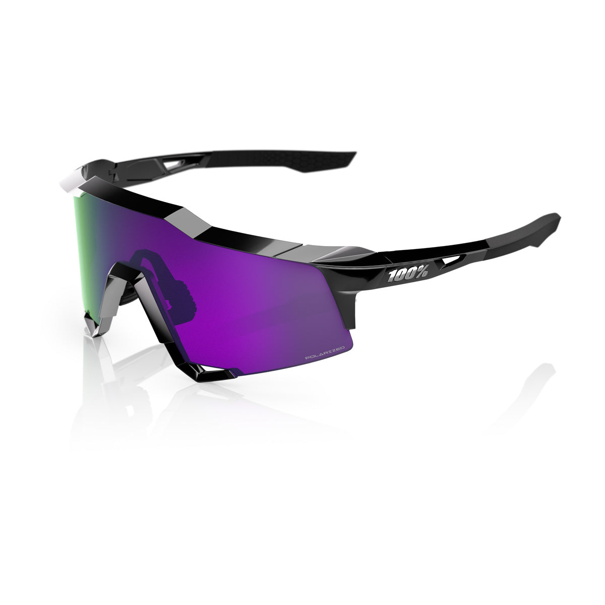 Gafas 100% Speedcraft Negro Polished Lente Hiper Lavender Espejo Polarizado