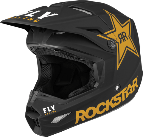 Casco Fly Kinetic Rockstar Negro Dorado