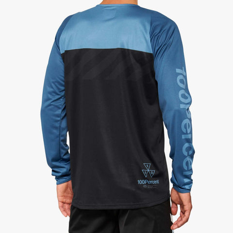 Jersey 100% R-CORE LS Negro/Azul Slate