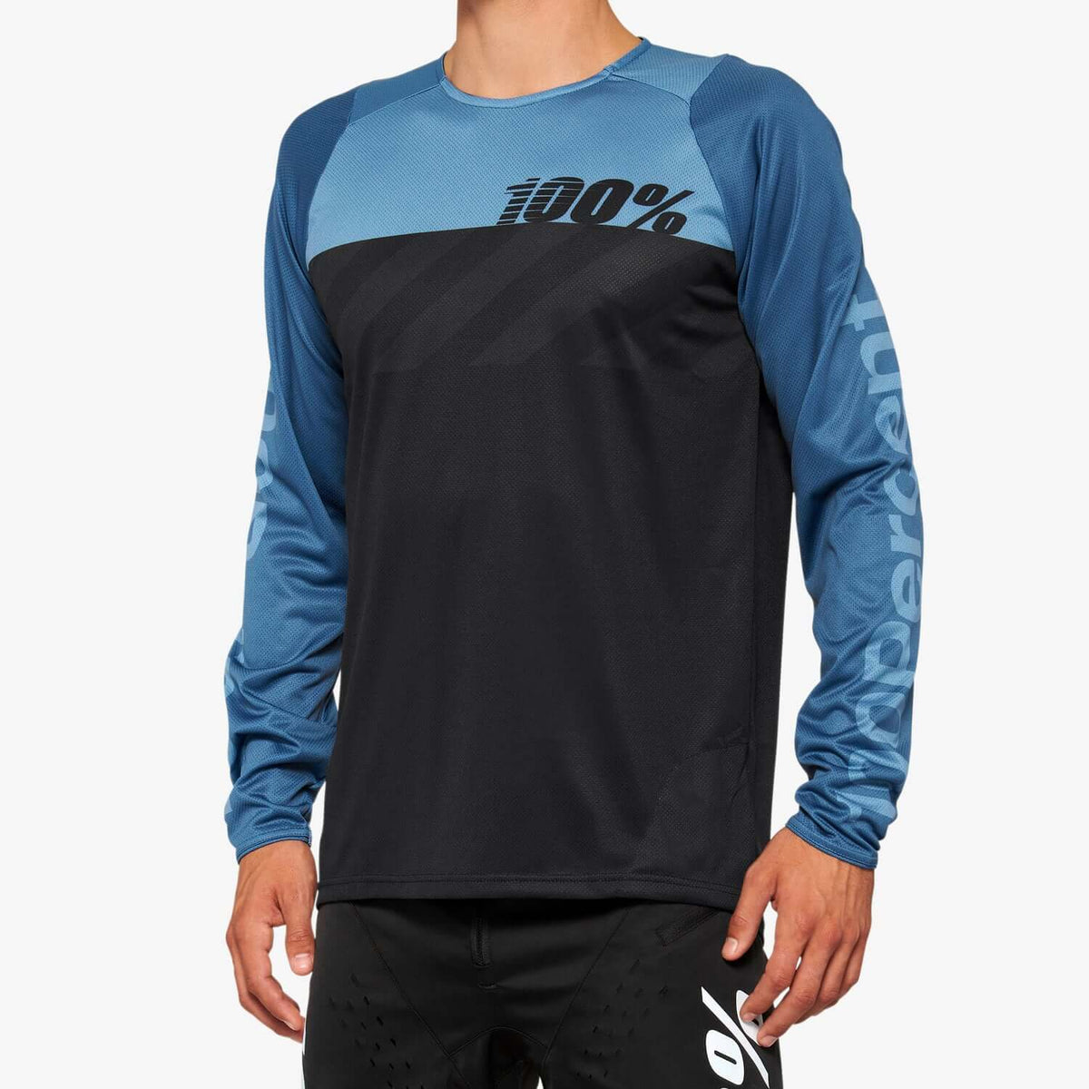 Jersey 100% R-CORE LS Negro/Azul Slate
